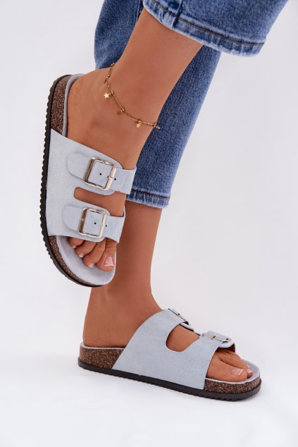 Dámske papuče s prackami modré oliena / CD207 BLUE (Veľkosť 36)