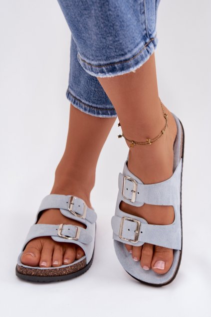 Dámske papuče s prackami modré oliena / CD207 BLUE (Veľkosť 36)