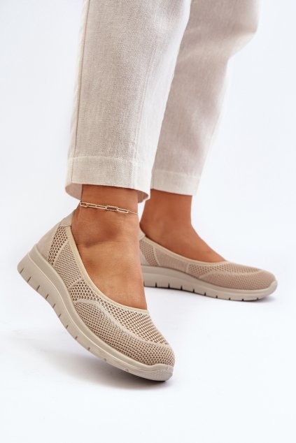 Baleríny na platforme a koturny béžove aviaba / 24TX02-7656 BEIGE (Veľkosť 36)