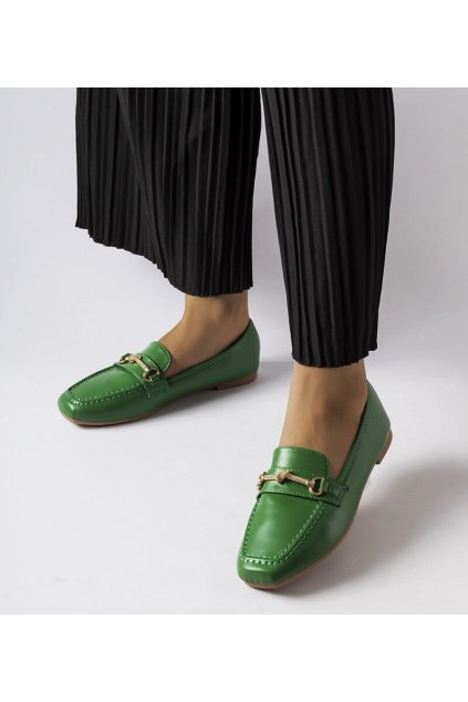 Zelené ozdobné mokasíny Docherty 100-250 GREEN 38 - GM (Veľkosť 36)