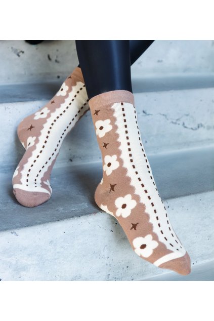 Cierno-biele teplé ponožky Sella BSP6 BEIGE/WHITE 39-42 - GM (Veľkosť 35-38)