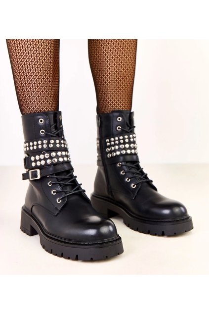 Dámske členkové topánky čierne kód E8637 - GM E8637 BLACK 38 - GM (Veľkosť 38)