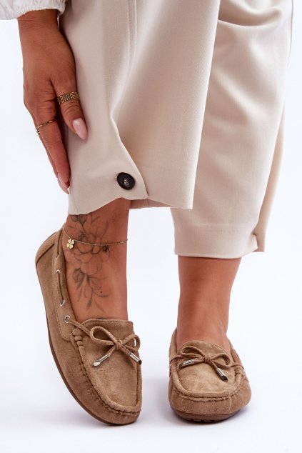 Dámské semišové mokasíny hnědé Si Passione FT246 KAKI (Veľkosť 36)