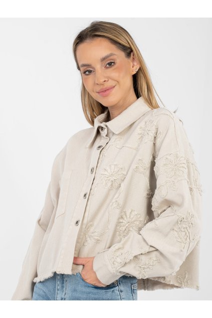 Dámska Bunda farba Béžová kód IT-KR-FL9993.77 (Farba Béžová, Veľkosť ONE SIZE)