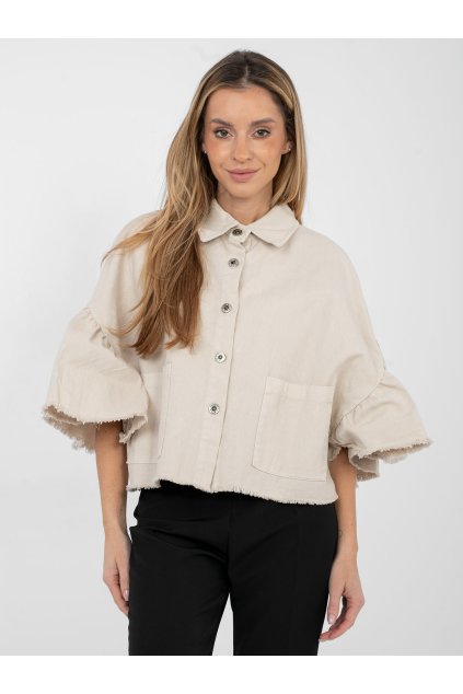 Dámska Bunda farba Béžová kód IT-KR-FL9998.85 (Farba Béžová, Veľkosť ONE SIZE)