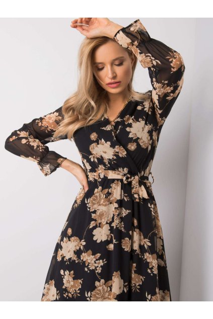 Šaty NJSK 264-SK-0333.18P (Farba Čierno-béžová)