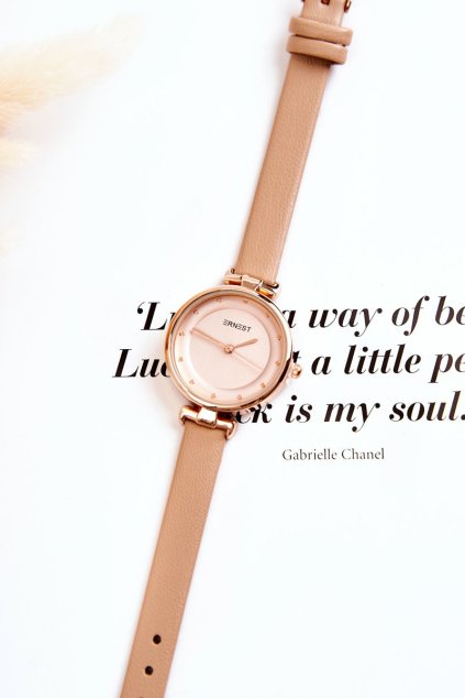 Dámske analogové hodinky ernest béžový / E97295 BEIGE (Veľkosť Uni)