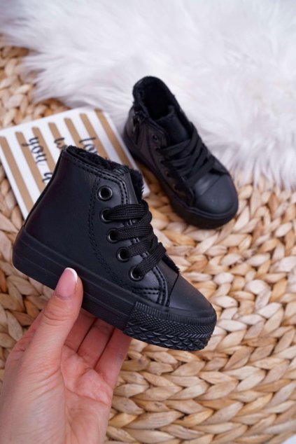 Detské zateplené vysoké tenisky čierne filemon / 80091 BLK (Veľkosť 30)