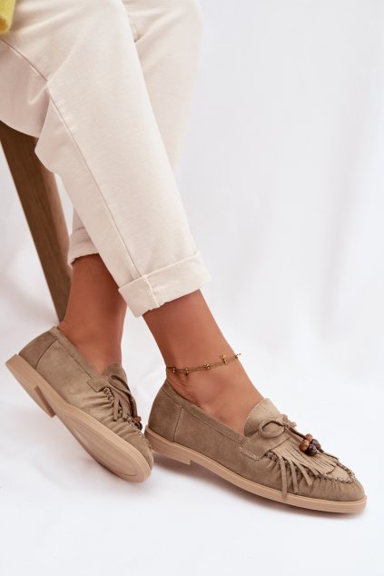 Dámske mokasíny s frézlami a korálky zelené teressa / 9772 GREEN (Veľkosť 36)