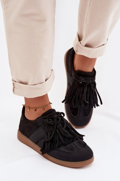 Dámske tenisky so strapcami čierne dorivelle / 9052 BLACK (Veľkosť 36)