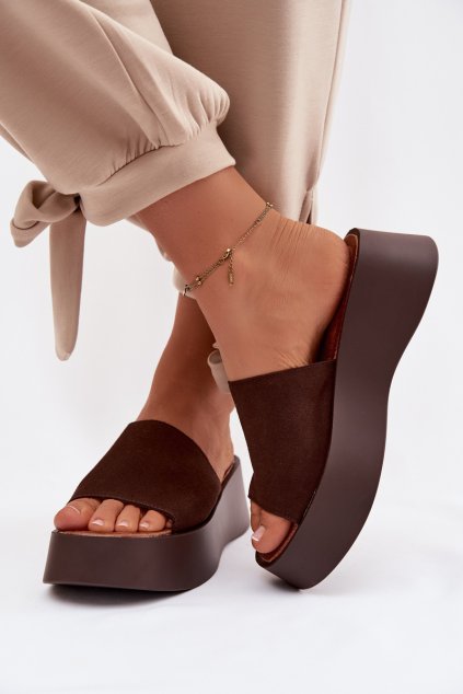 Dámske platformové nazouváky čokoládovo hnedé liorisse / 2826 COFFEE (Veľkosť 36)