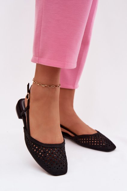Prodyšné baleríny z eco semišu čierne farivelle / 2828 BLACK (Veľkosť 36)