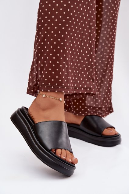 Dámske nazouváky na platforme čierne tanelisse / 78-187 BLACK (Veľkosť 36)