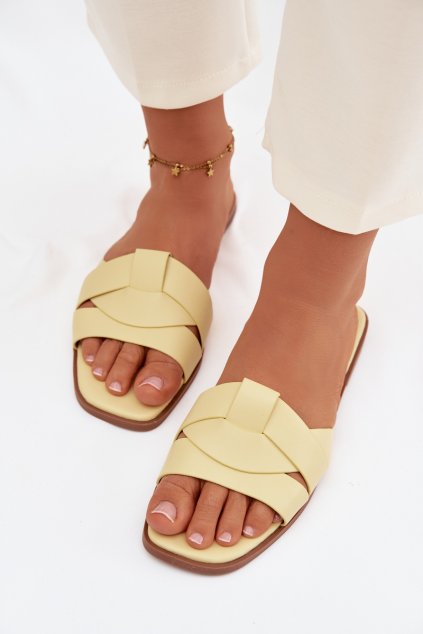 Dámske ploché papuče s pásky žluté marissae / CD377 YELLOW (Veľkosť 36)