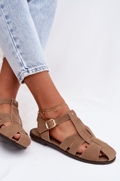 Dámske římské Sandále ploché khaki belanessa / DM507 KHAKI (Veľkosť 36)