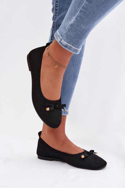 čierne balerínky s mašľou amelivra / 25BL02-9048 BLACK (Veľkosť 36)
