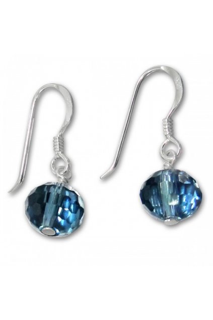 Strieborné náušnice guličky - 925 cz modrý kryštál MS9677