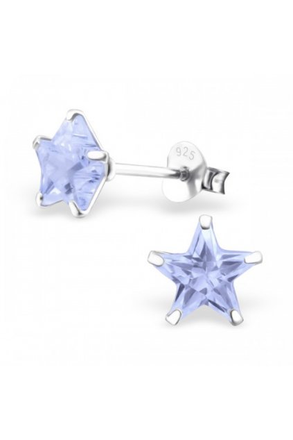 Strieborné náušnice hviezdy - 925 cz kryštál levander MS9527