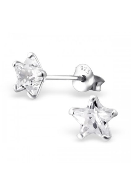 Strieborné náušnice hviezdy - 925 cz kryštál MS9526