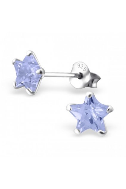 Strieborné náušnice hviezdy - 925 cz levander MS9526