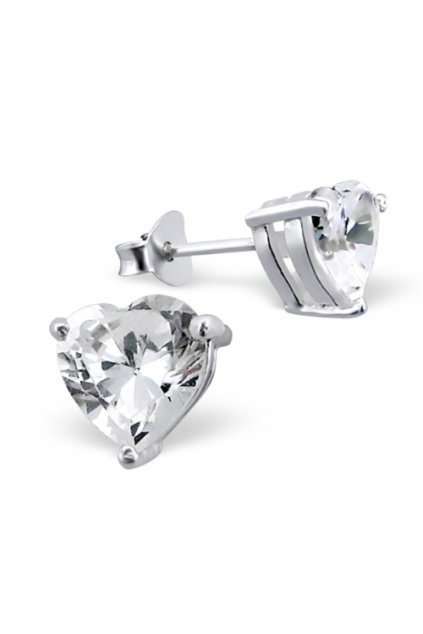 Strieborné náušnice srdcia - 925 cz kryštál MS14827