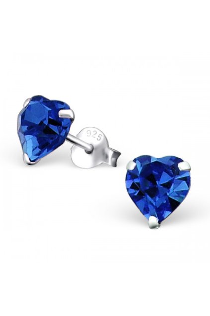 Strieborné náušnice srdcia - 925 cz zafír MS20576