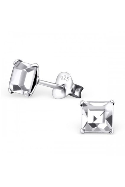 Strieborné náušnice štvorce - 925 cz kryštál MS21525