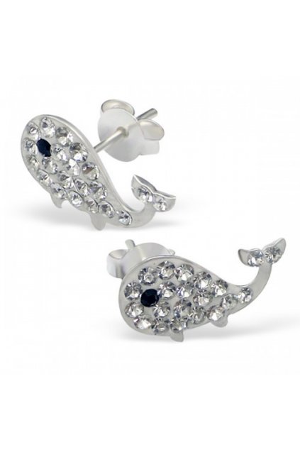 Strieborné náušnice veľryba - 925 cz kryštál MS5045