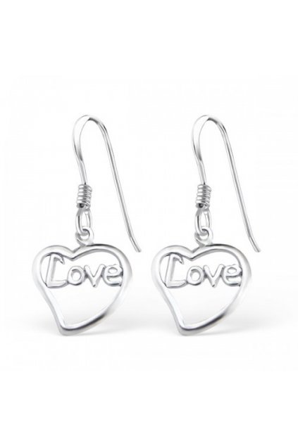 Strieborné visiace náušnice LOVE - 925 MS5072