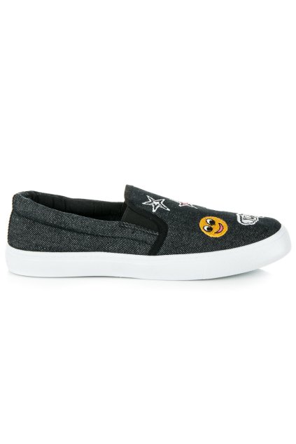 Plátenky Slip on s nášivkami B793-1B