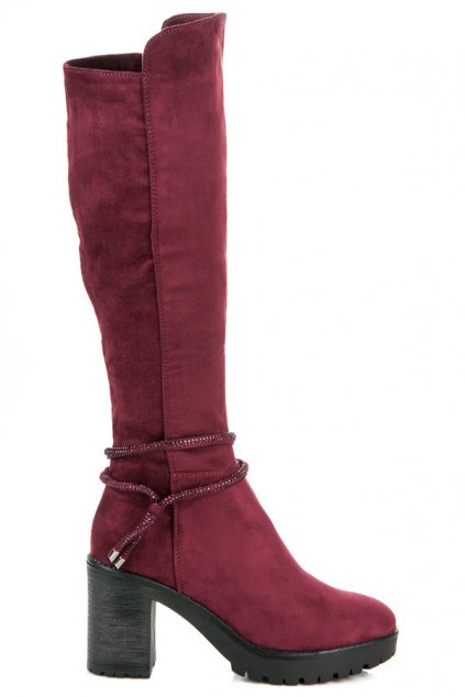 Klasické bordové čižmy Ideal Shoes ES8516WI