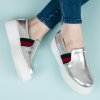Strieborné tenisky slip on na platforme 