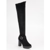 Čierne čižmy s viazaním nad koleno s prackou Super Me 862-GG-B