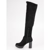 Čierne čižmy s viazaním nad koleno s prackou Super Me 862-GG-B