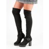 Čierne čižmy s viazaním nad koleno s prackou Super Me 862-GG-B
