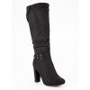 Semišové kozačky vysoké čierne čižmy pod koleno Groto Gogo 617-1B