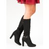 Semišové kozačky vysoké čierne čižmy pod koleno Groto Gogo 617-1B