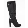 Semišové kozačky vysoké čierne čižmy pod koleno Groto Gogo 617-1B