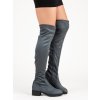 Semišvoé sivé čižmy kozačky nad kolena Queentina
