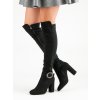 Čierne dámske semišové členkové čižmy na hrubom podpätku Seastar, kód NS030B