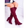 Červené dámske semišové členkové čižmy na podpätku, Nightcall 77-1 BURGUNDY
