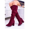 Červené dámske semišové členkové čižmy na podpätku, Nightcall 77-1 BURGUNDY