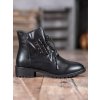 Čierne dámske členkové topánky na hrubom podpätku s behúňom Groto gogo, kód G-159B