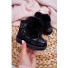 Dievčenské čierne snehule s kožušinou Minnie Mouse na šnurovanie, kód produktu 20216-1A/2A BLK