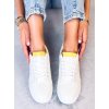 Zlaté dámske šnurovacie tenisky z eko kože na bežný deň, hladké, okrúhla špička, kód produktu LV101P