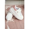 Ružové detské športové topánky na suchý zips s bielou podrážkou Bilbo 876-3C White/Pink