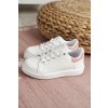 Ružové detské športové topánky na suchý zips s bielou podrážkou Bilbo 876-3C White/Pink
