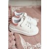 Ružové detské športové topánky na suchý zips s bielou podrážkou Bilbo 876-3C White/Pink