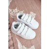 Dievčenské a chlapčenské športové topánky na suchý zips bielej a striebornej farby, kód produktu NJSK 902-3B