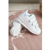 Dievčenské a chlapčenské športové topánky na suchý zips biele a strieborné, kód produktu NJSK 902-3B